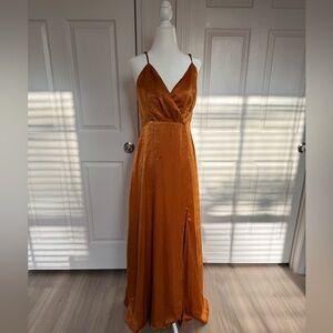 Lulu's Copper Wrap Maxi Dress